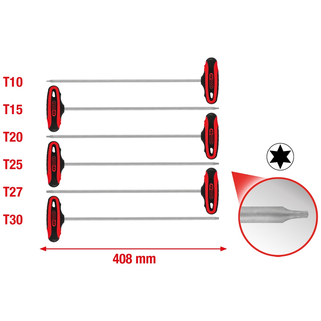 KS Tools T-Griff-TX-Winkelstiftschlüssel-Satz, 6-tlg