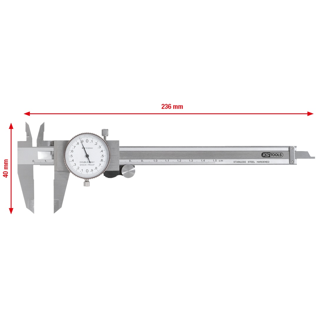 KS Tools Uhren-Messschieber, Messgenauigkeit +/-0,02