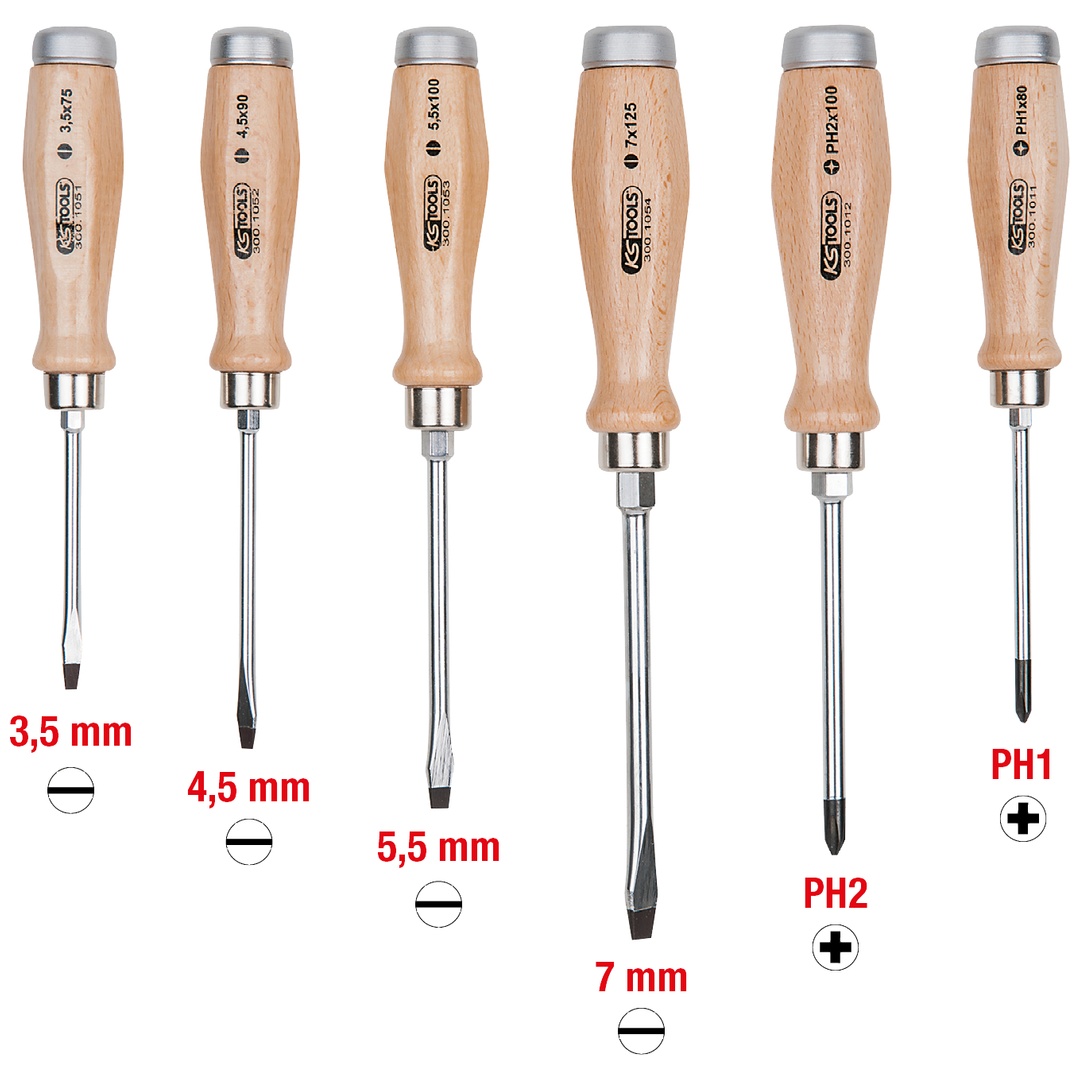 KS Tools ERGOTORQUE WOODmax Schlag-Schraubendreher-Satz, 6-tlg