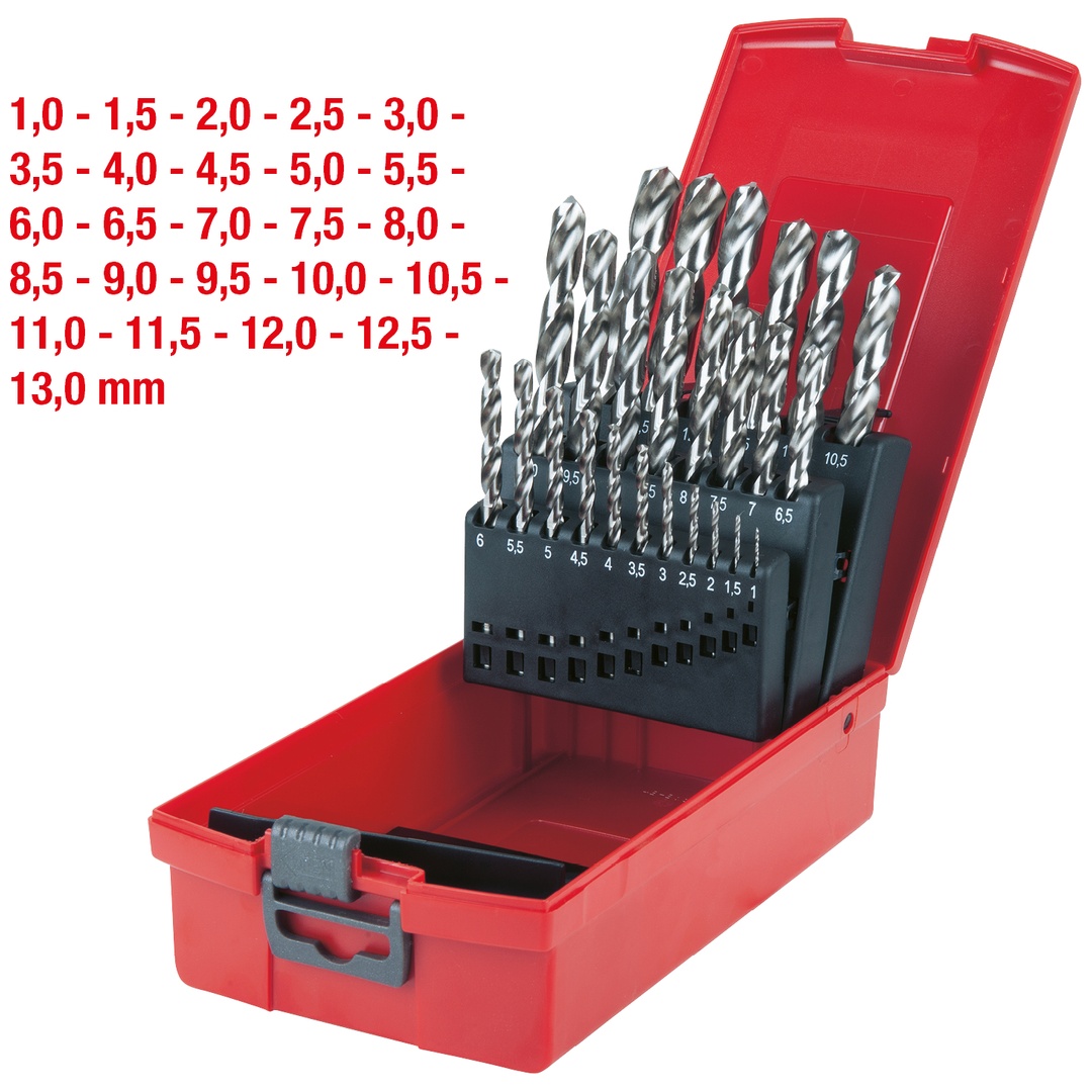 KS Tools HSS-G Spiralbohrer-Satz, Kunststoffkassette, 25-tlg. 1-13 mm
