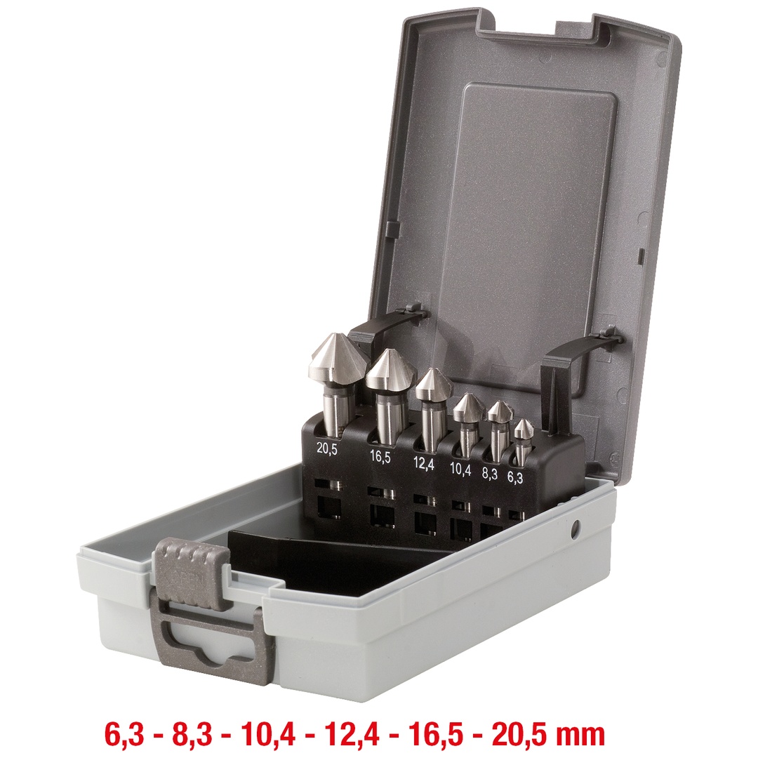 KS Tools HSS Kegel- und Entgratsenker-Satz, Kunststoffkassette 6-tlg.