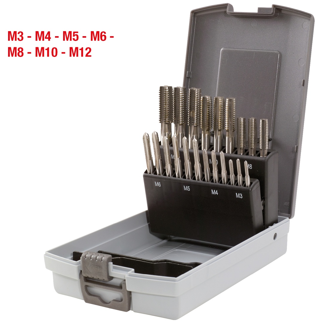 KS Tools HSS Handgewindebohrer-Satz M, Kunststoffkassette 21-tlg.M3-M12