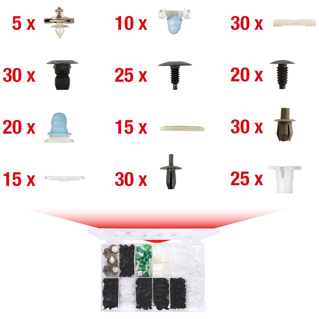 KS Tools Befestigungs-Clip-Satz für Volkswagen, 255-tlg