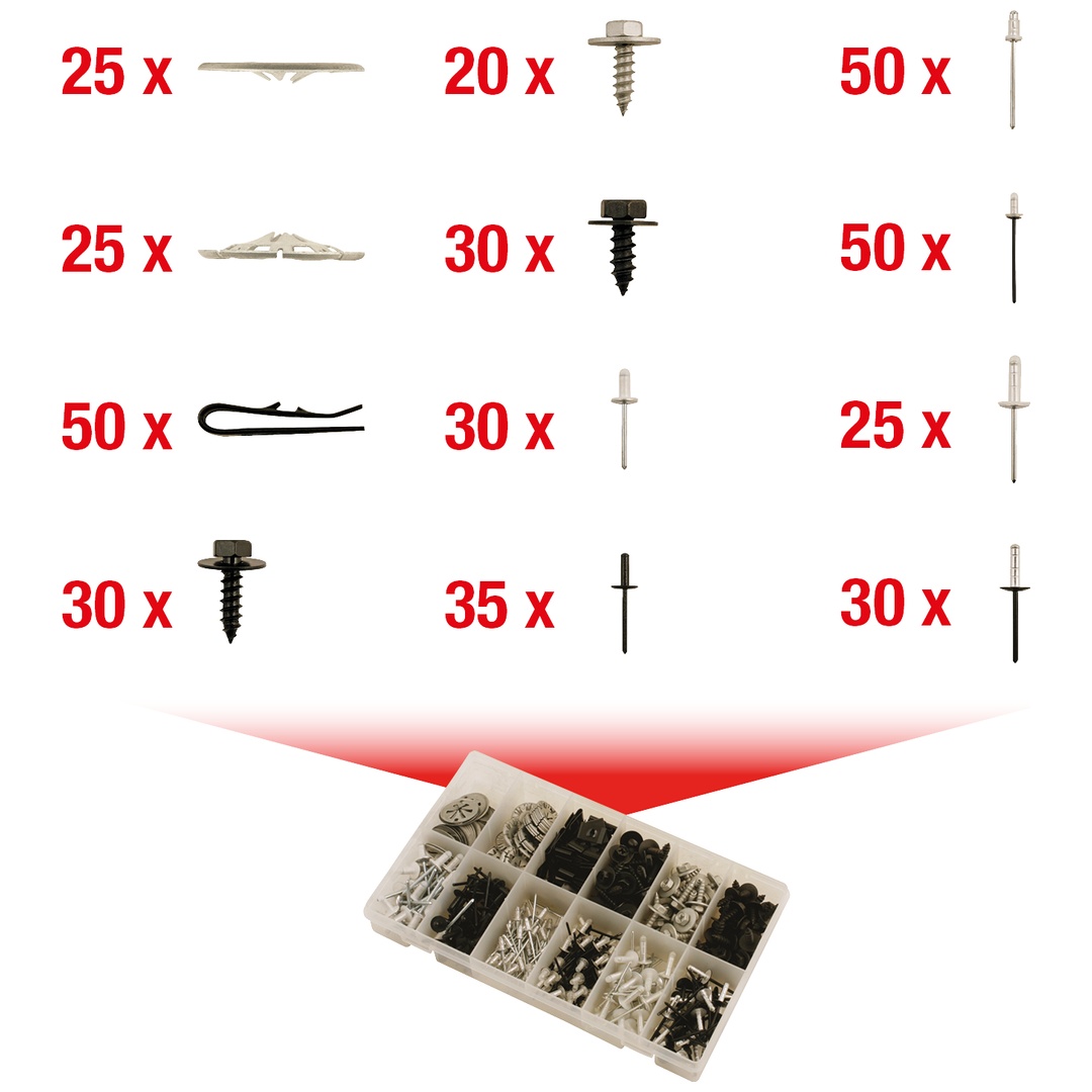 KS Tools Befestigungs-Clip-Satz - Schnellverschluss, 400-tlg