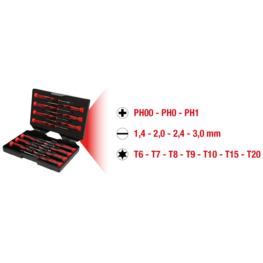 KS Tools 500.7170 Precision Screwdriver Set, 14 Pcs, Ph, Slotted A...