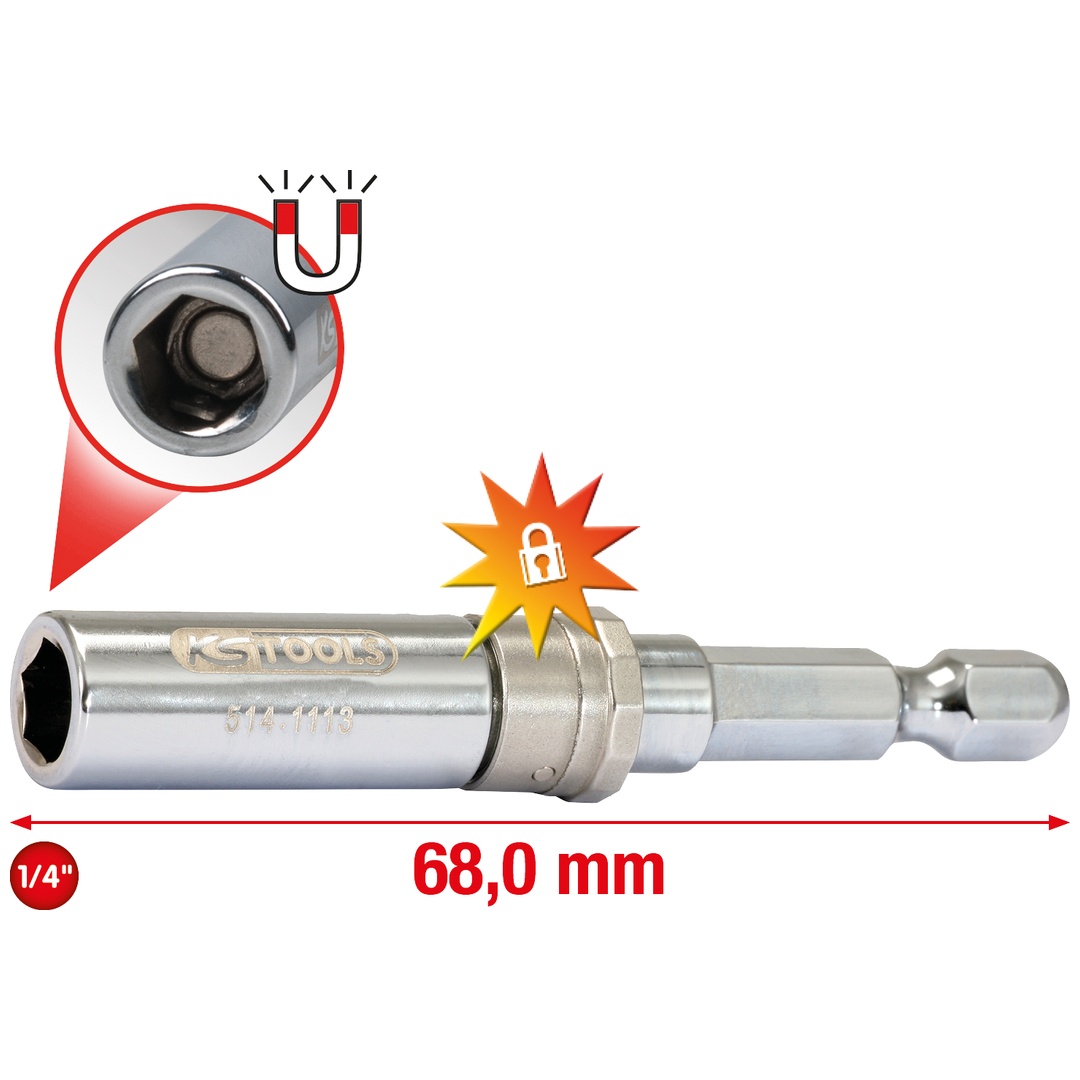KS Tools 1/4 Auto-Slimlock Schnellwechsel-Bithalter, 65 mm