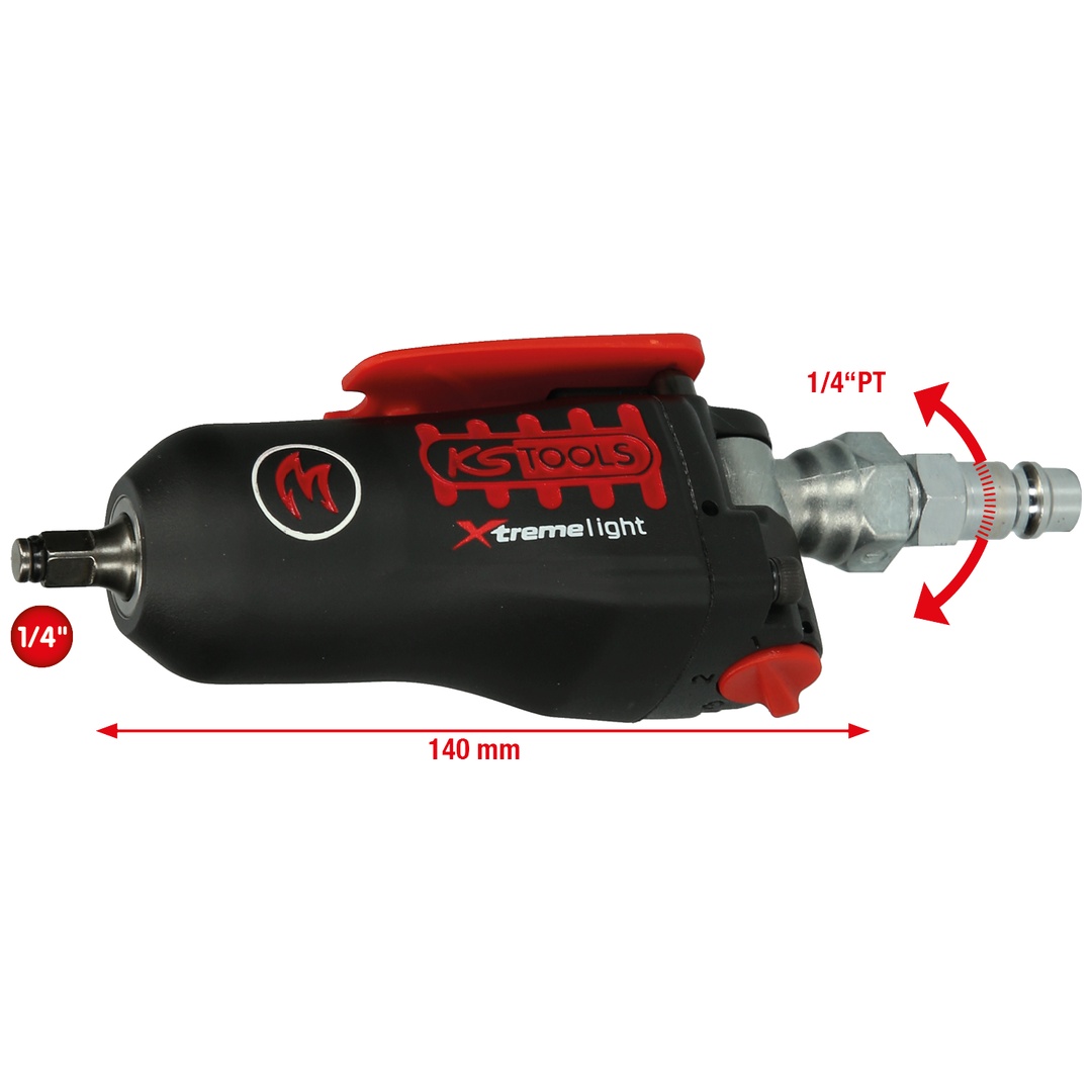 KS Tools 1/4 MONSTER Xtremelight Mini-Druckluft-Schlagschrauber mit Umschaltwippe, 108 Nm