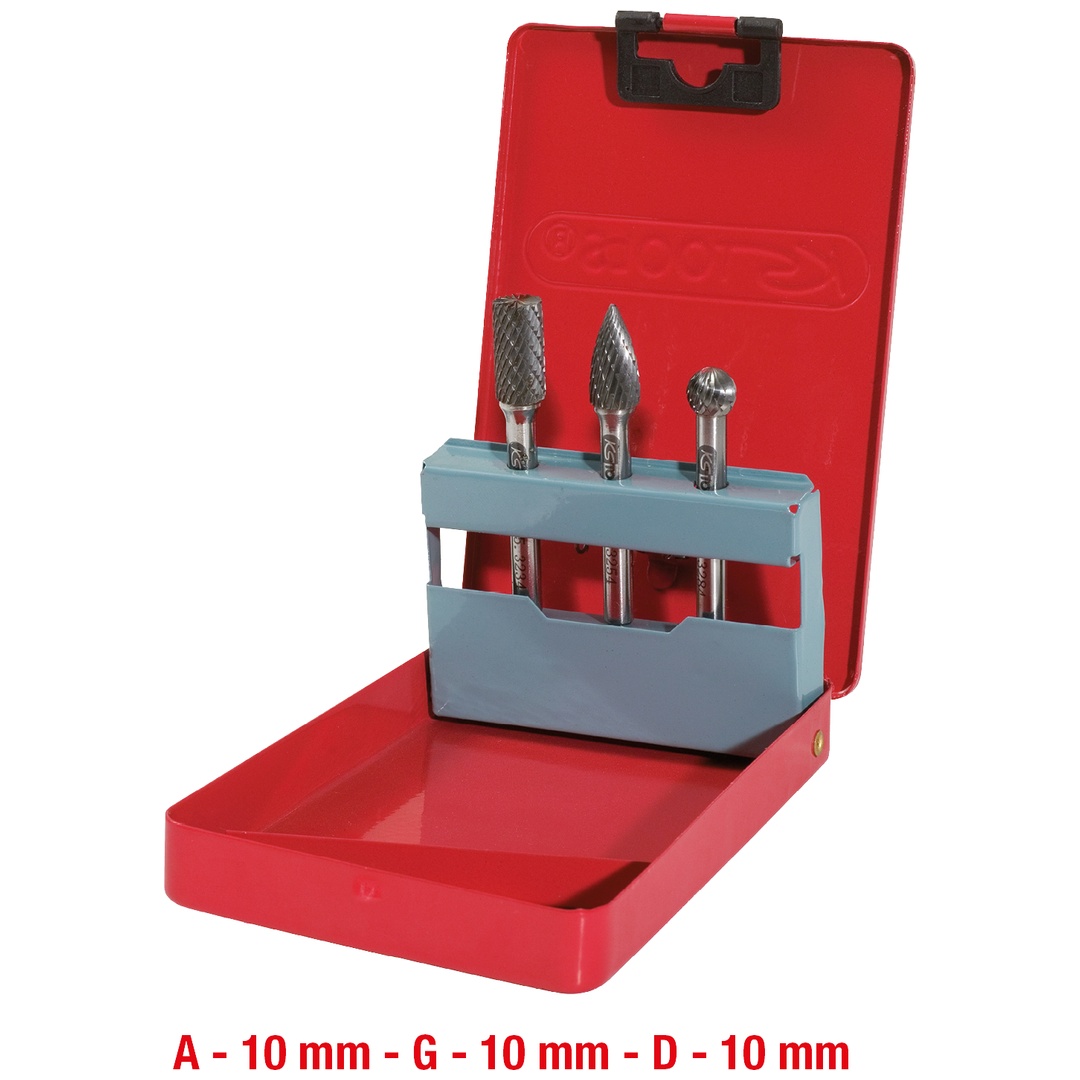 KS Tools HM Frässtift-Satz in Stahlblechkassette, 3-tlg.