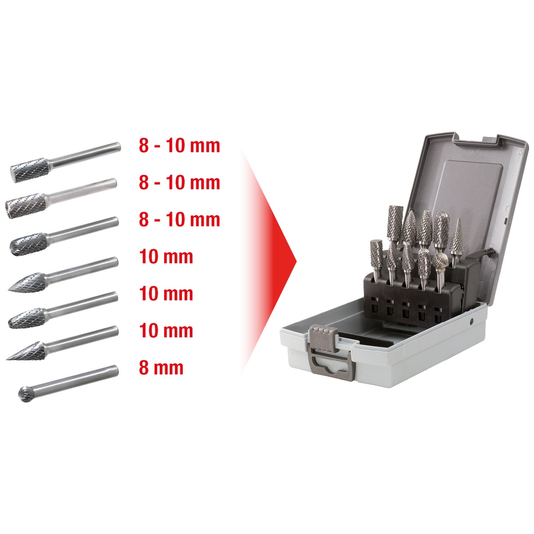 KS Tools HM Frässtift-Satz, Kunststoffkassette, 10-tlg.