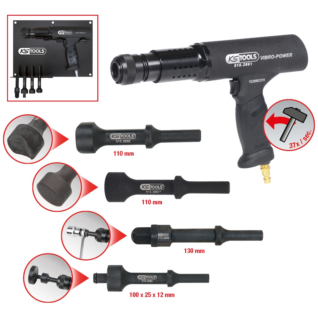 KS Tools Vibro-Power Druckluft-Meißelhammer-Satz, 6-tlg.