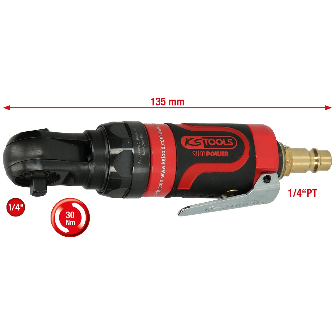 KS Tools 1/4 SlimPOWER Mini-Druckluft-Umschaltratsche 30 Nm