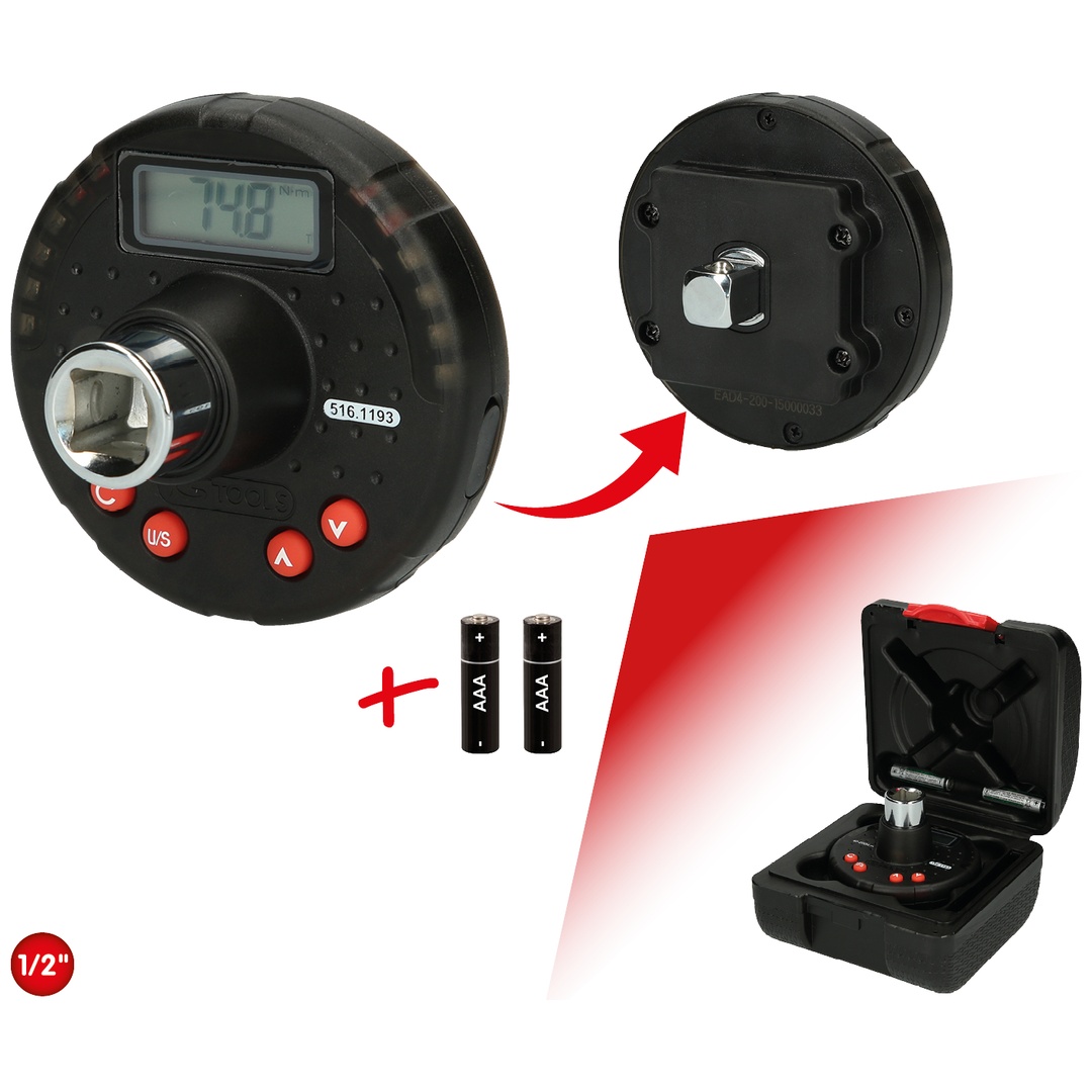KS Tools 1/2 Digitaler Drehmomentadapter mit Winkelmesser, 40-200 Nm