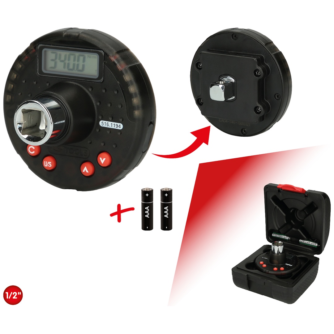 KS Tools 1/2 Digitaler Drehmomentadapter mit Winkelmesser, 68-340 Nm