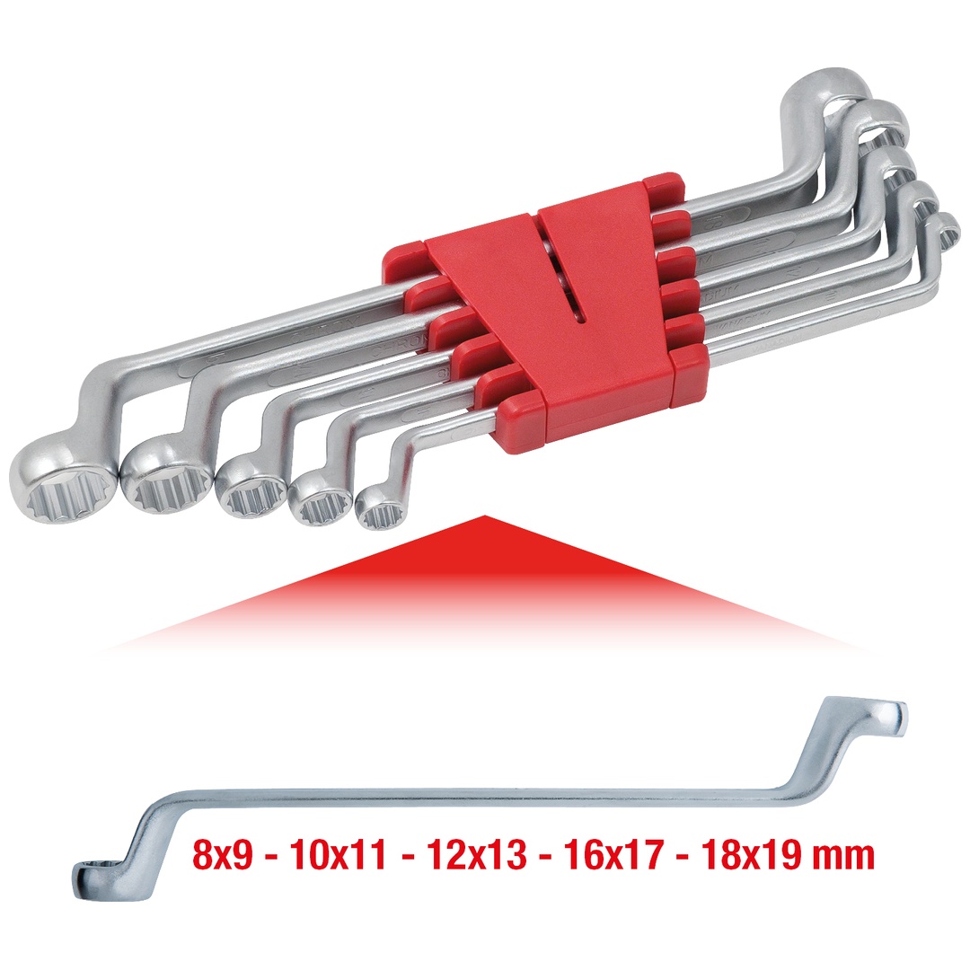 KS Tools Doppel-Ringschlüssel Satz, gekröpft, 5-tlg. 8-19 mm