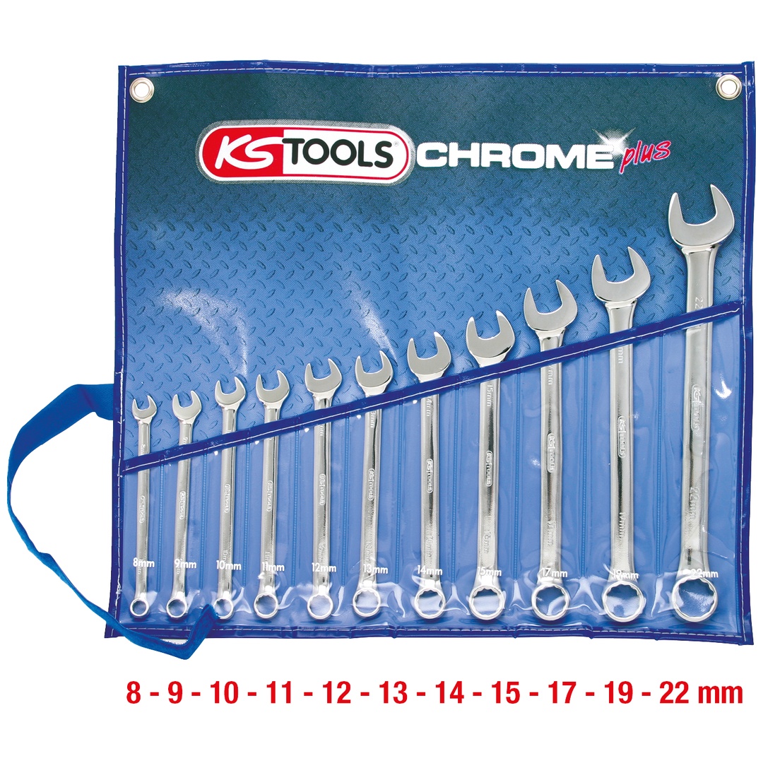 KS Tools CHROMEplus Ringmaulschlüssel-Satz, abgewinkelt, 11-tlg