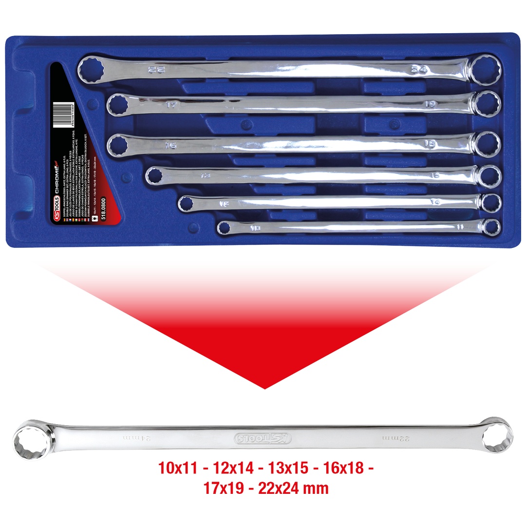 KS Tools CHROMEplus Doppel-Ringschlüssel-Satz, XL, 6-tlg