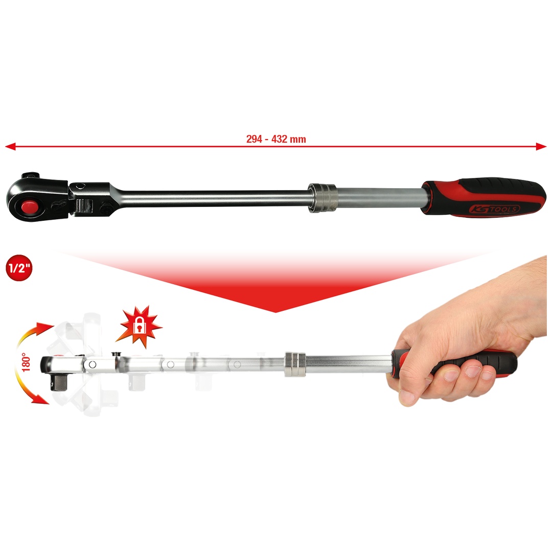 KS Tools 918.1393 1/2 Umschaltknarre (72 Zahn) – Metallgriff, CHROMEplus