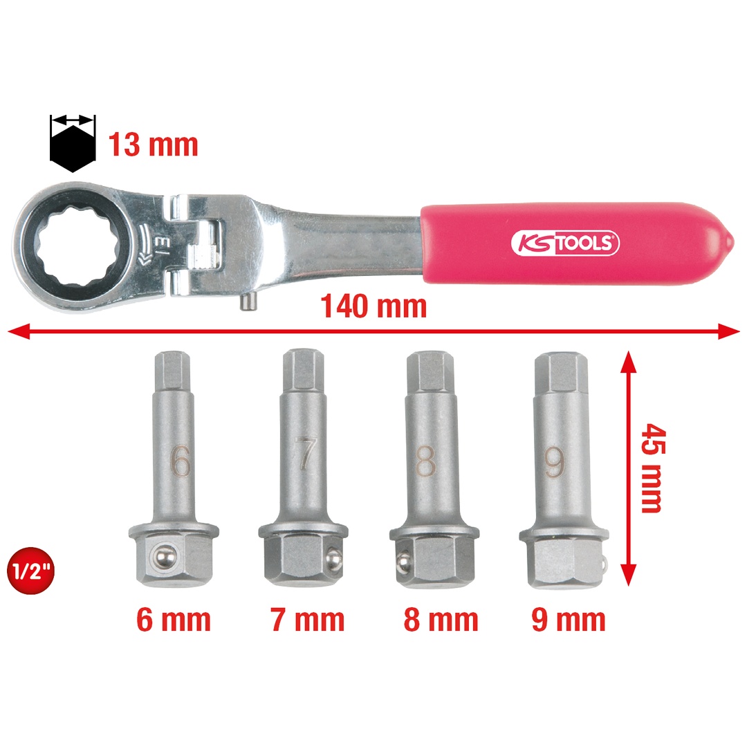 KS Tools 1/2 Bremssattel Spezial-Steckschlüssel- Satz, 5-tlg.