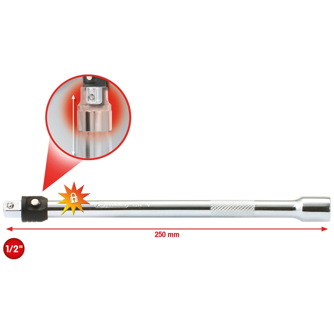 KS Tools 1/2 CHROMEplus Verlängerung mit Verriegelung, 250 mm