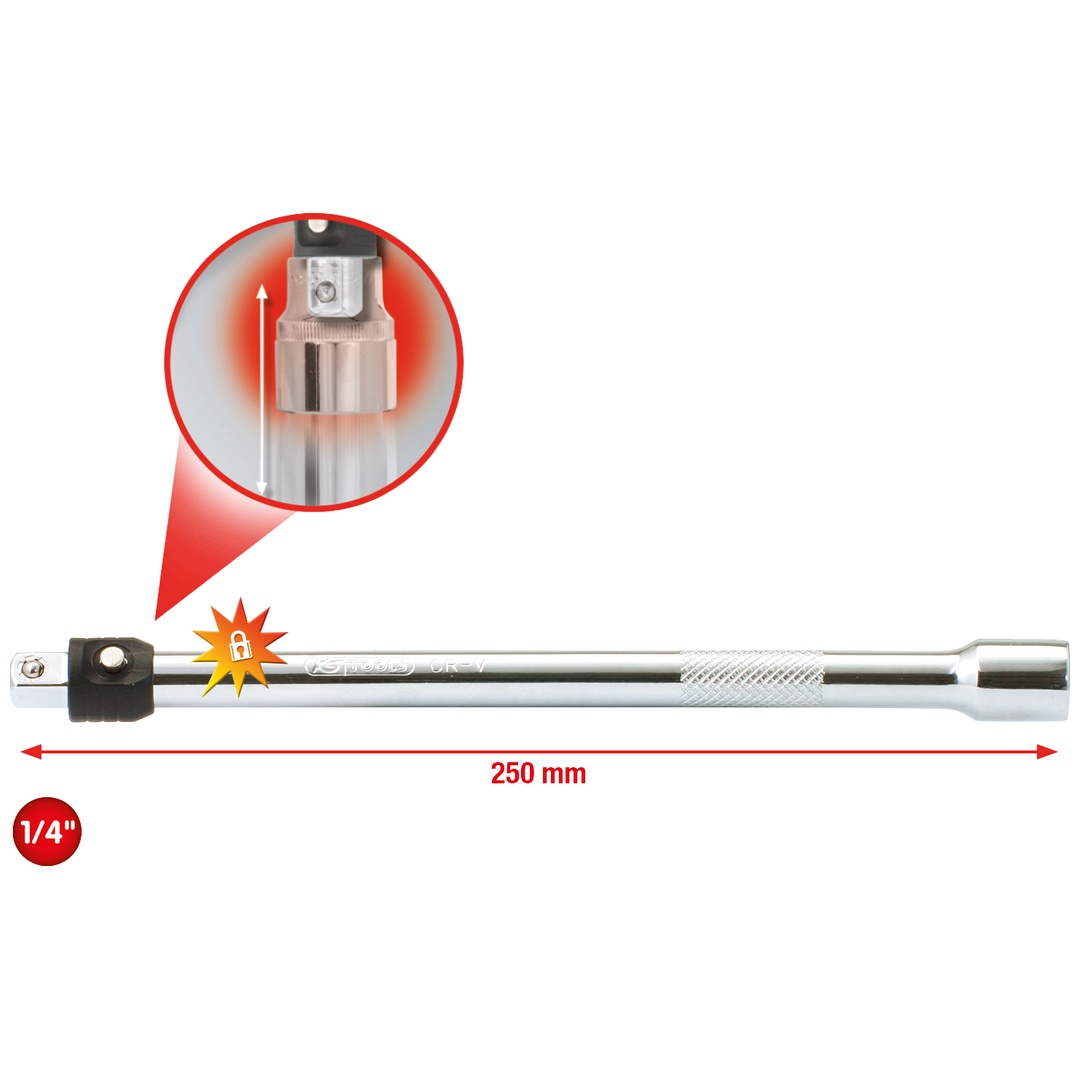 KS Tools 1/4 CHROMEplus Verlängerung mit Verriegelung, 250 mm