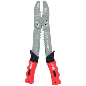 KS Tools Multifunktions-Crimpzange für isolierte und unisolierte Kabelschuhe, 220 mm