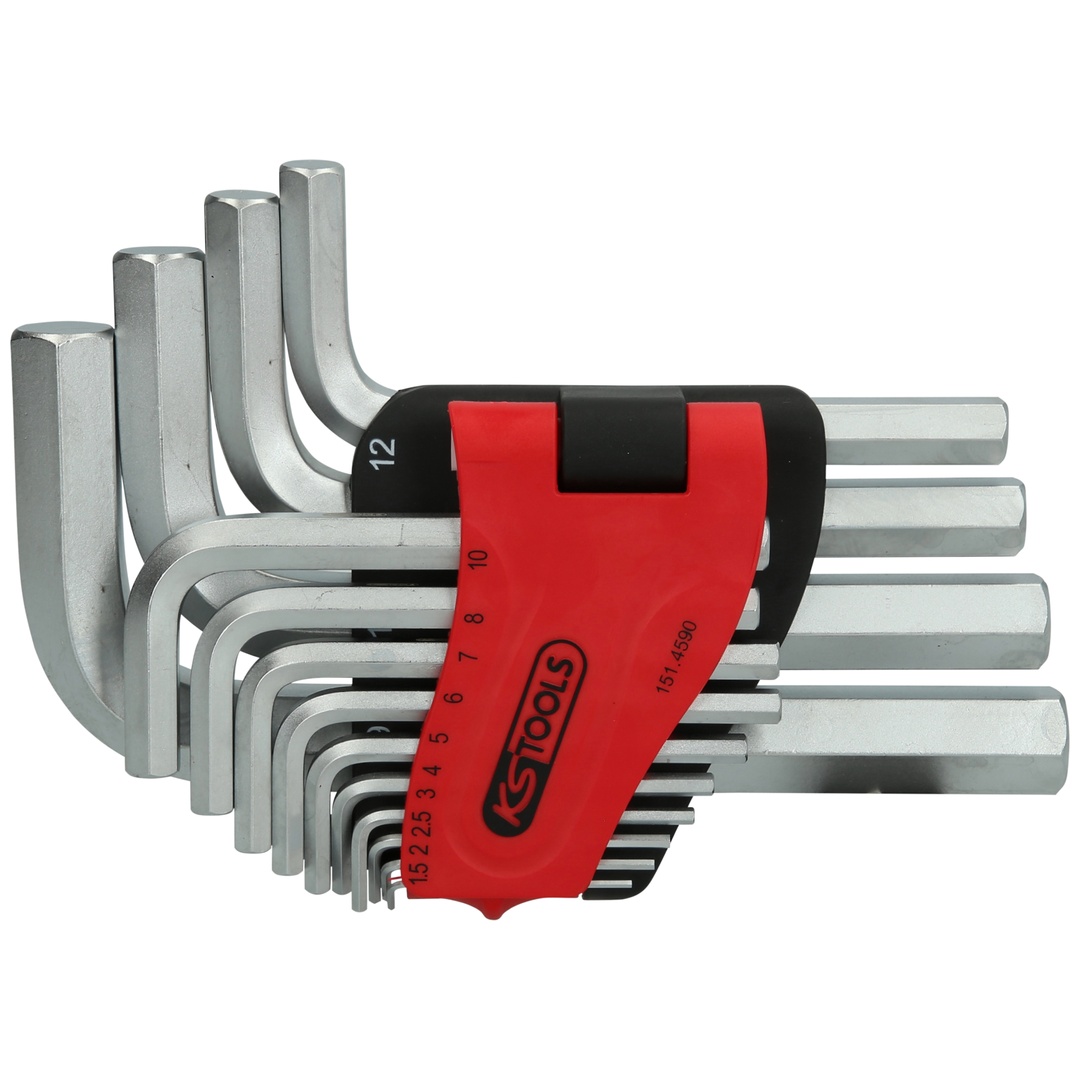 KS Tools Innensechskant-Winkelstiftschlüssel-Satz, im Klapphalter,14-tlg.1,5-19 mm