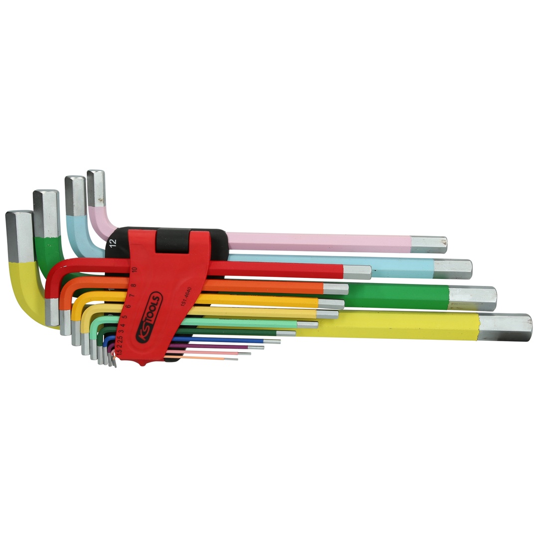 KS Tools Innensechskant-Winkelstiftschlüssel-Satz, extra lang, 14-tlg