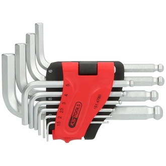 KS Tools Kugelkopf-Innensechskant-Winkelstiftschlüssel-Satz, 10-tlg., kurz, 1,5-10 mm