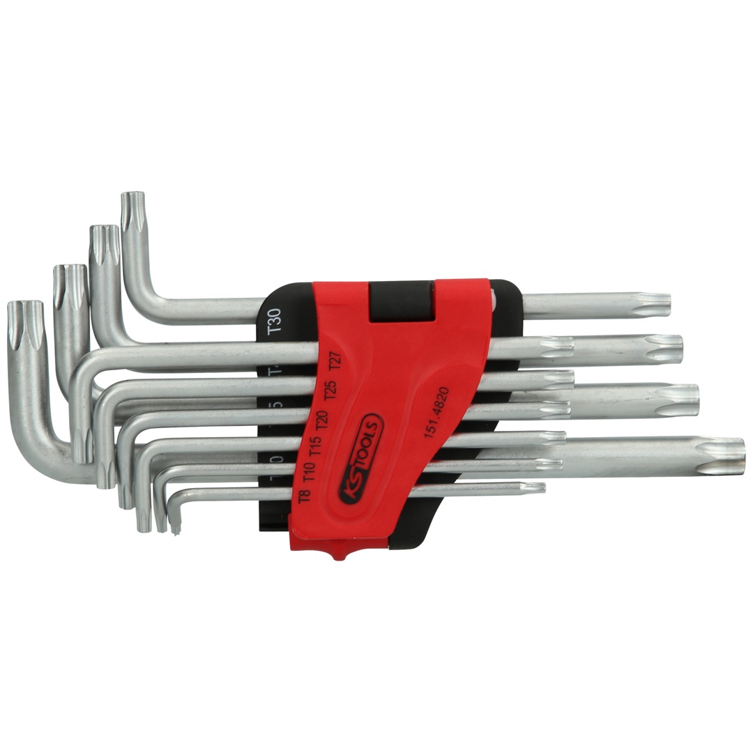KS Tools TX-Winkelstiftschlüssel-Satz mit Bohrung, lang, 10-tlg, TB8-TB50