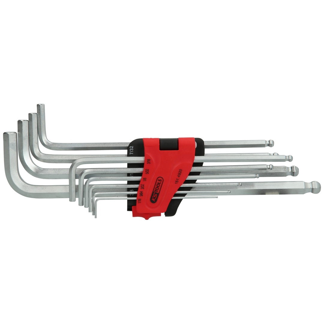 KS Tools Kugelkopf-Innensechskant-Winkelstiftschlüssel-Satz,XL,10-tlg, Zoll