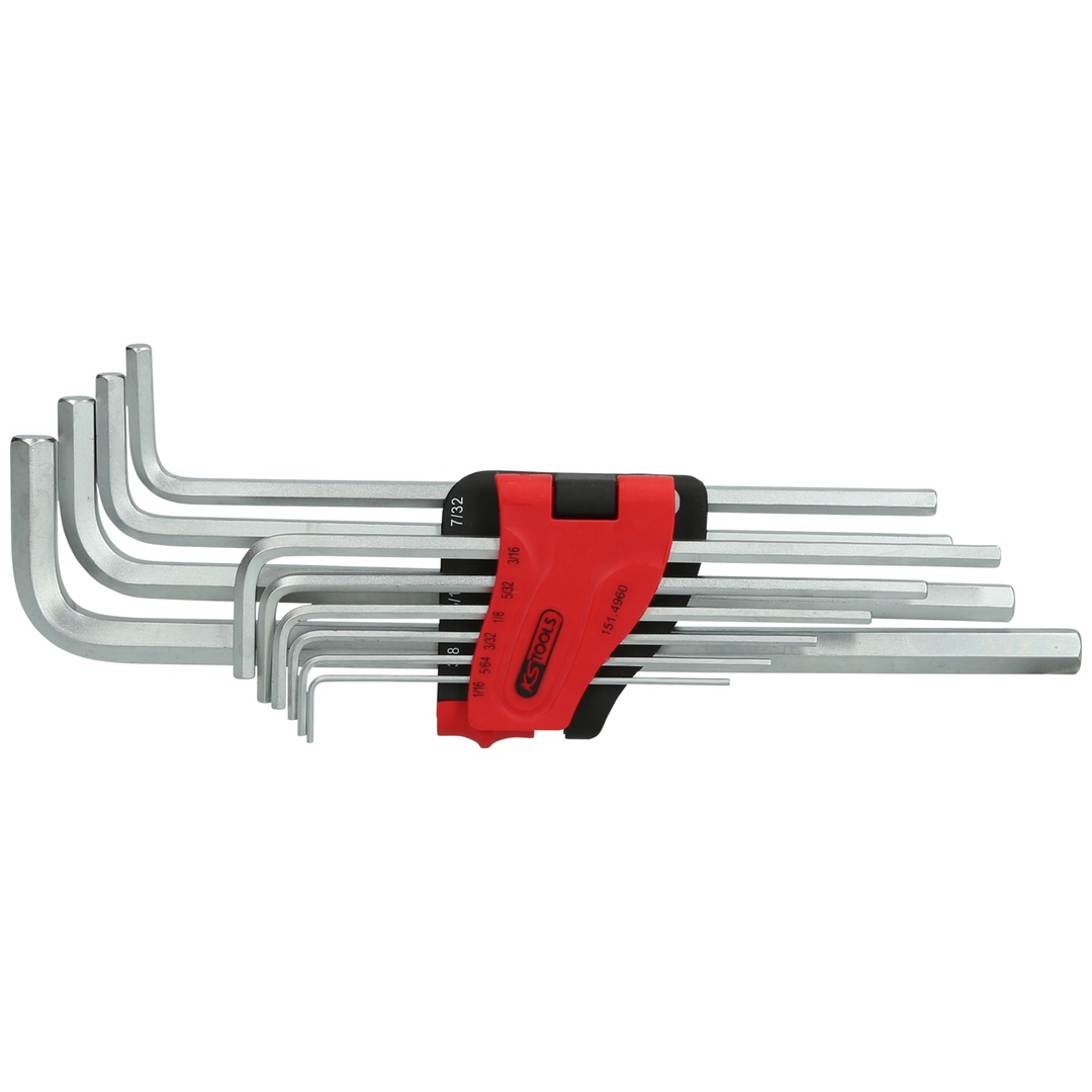 KS Tools Innensechskant-Winkelstiftschlüssel-Satz, extra lang, 10-tlg Zoll