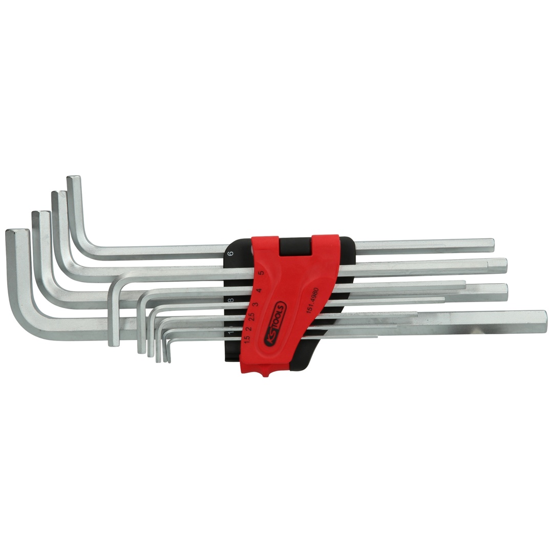 KS Tools Innensechskant-Winkelstiftschlüssel-Satz, extra lang, 10-tlg