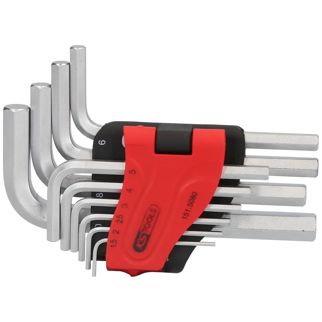 KS Tools Innensechskant-Winkelstiftschlüssel-Satz, im Klapphalter,10-tlg.1,5-10 mm