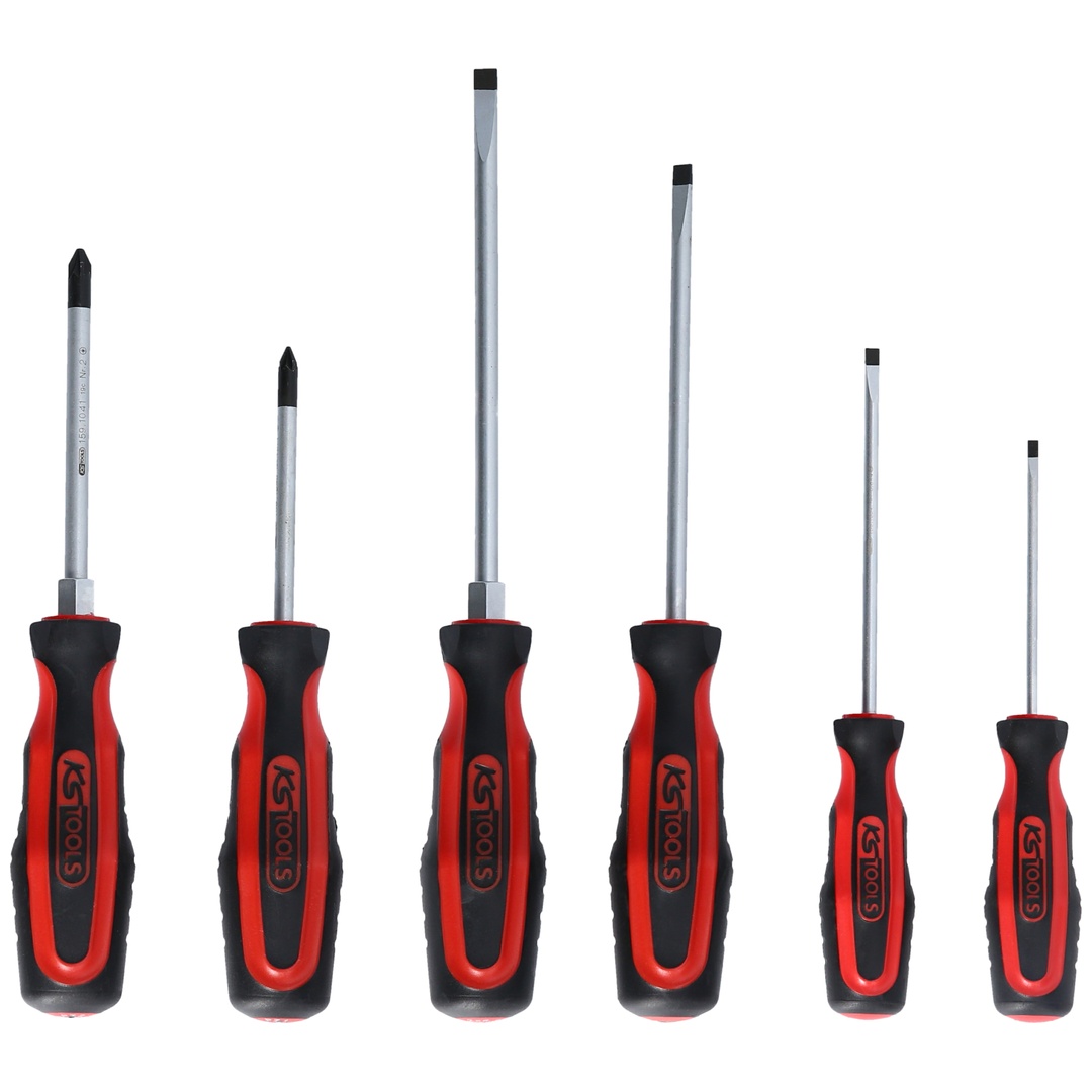 KS Tools ERGOTORQUEplus Schraubendreher-Satz, 6-tlg Schlitz, PZ