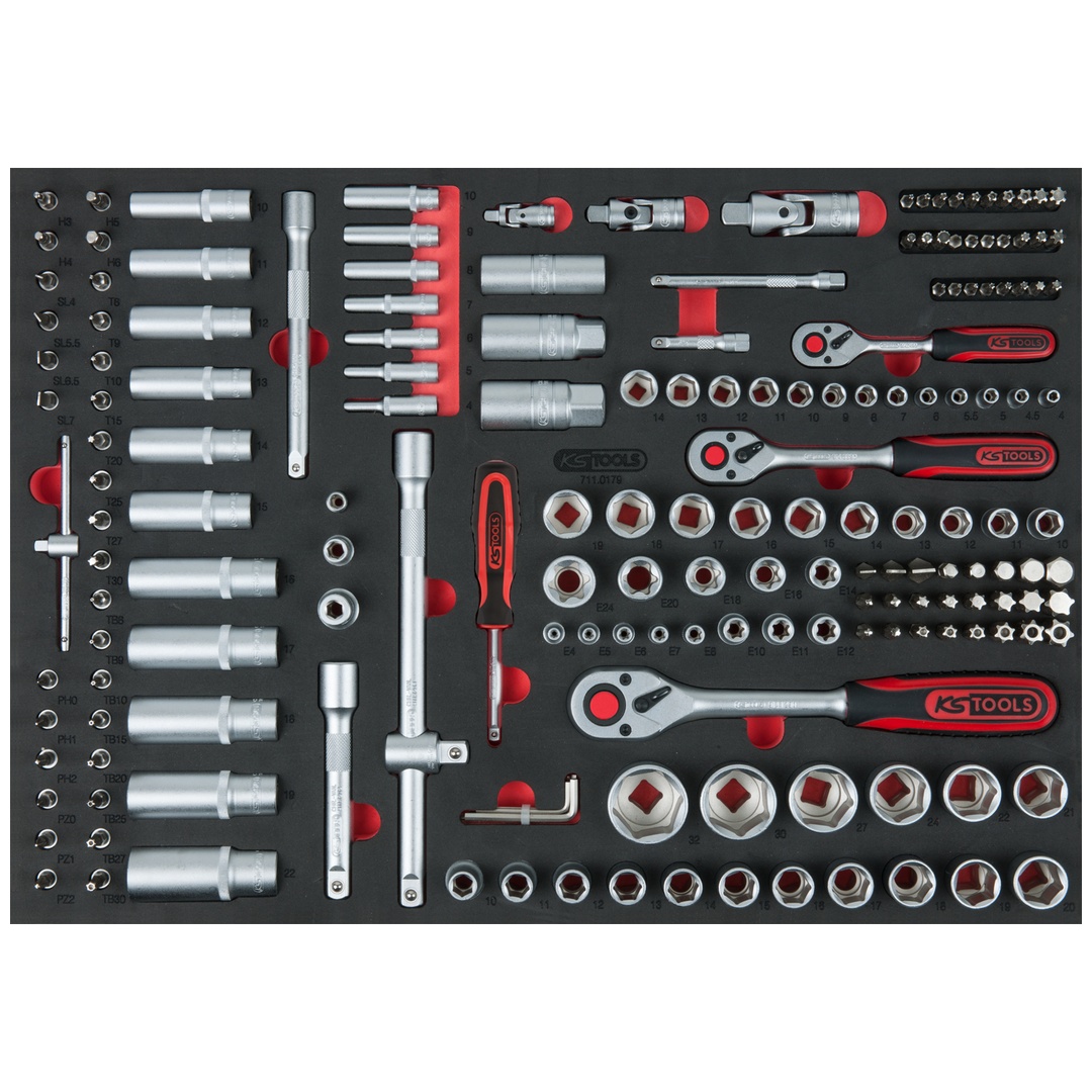 KS Tools 1/4+3/8+1/2 Steckschlüssel-Satz, 179-tlg. in 1/1 Systemeinlage
