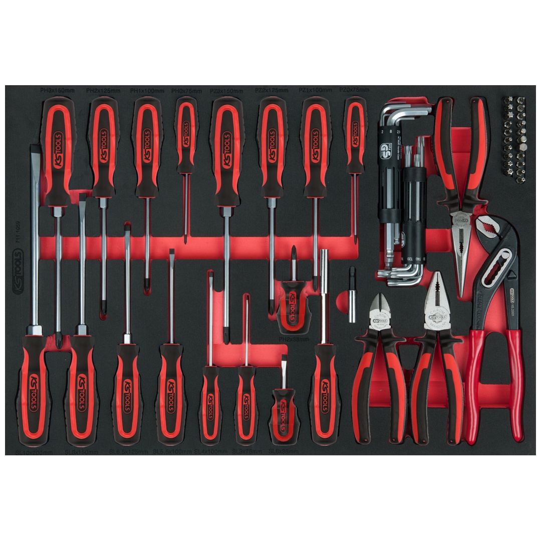 KS Tools Zangen- und Schraubendreher-Satz, 59-tlg. in 1/1 Systemeinlage
