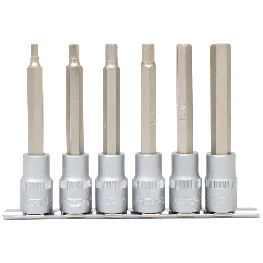 KS Tools 1/2 Bit-Stecknuss-Satz Innensechskant, lang, 6-tlg