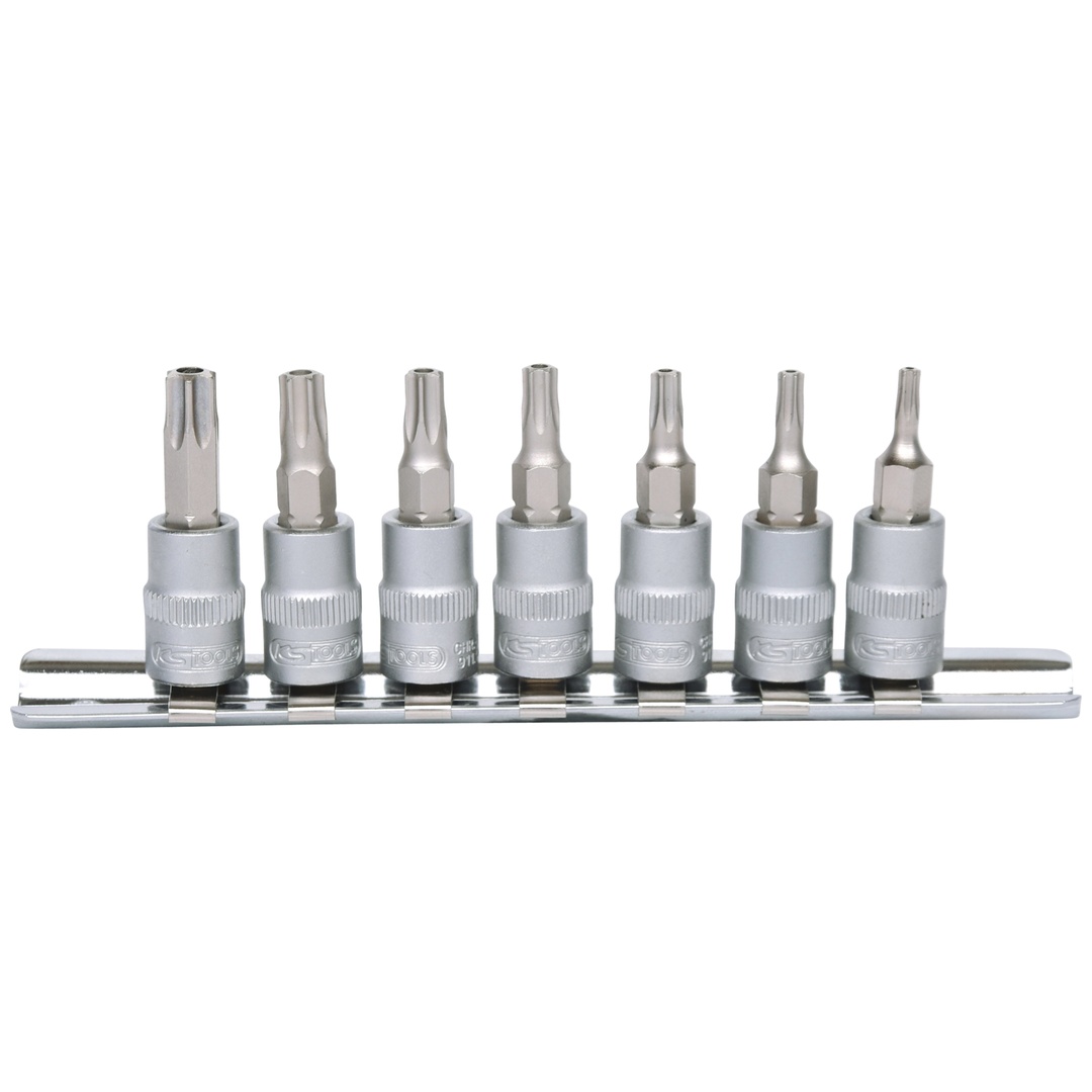 KS Tools 1/4 Bit-Stecknuss-Satz, 7-tlg, TB10-TB40 mit Stirnlochbohrung