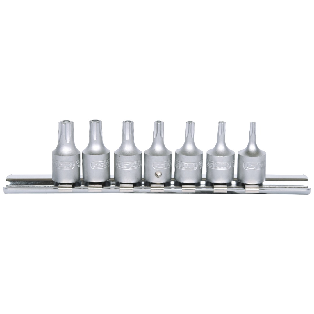 KS Tools 1/4 Bit-Stecknuss-Satz für Fünfstern-Schrauben, 7-tlg. mit Stirnlochbohrung