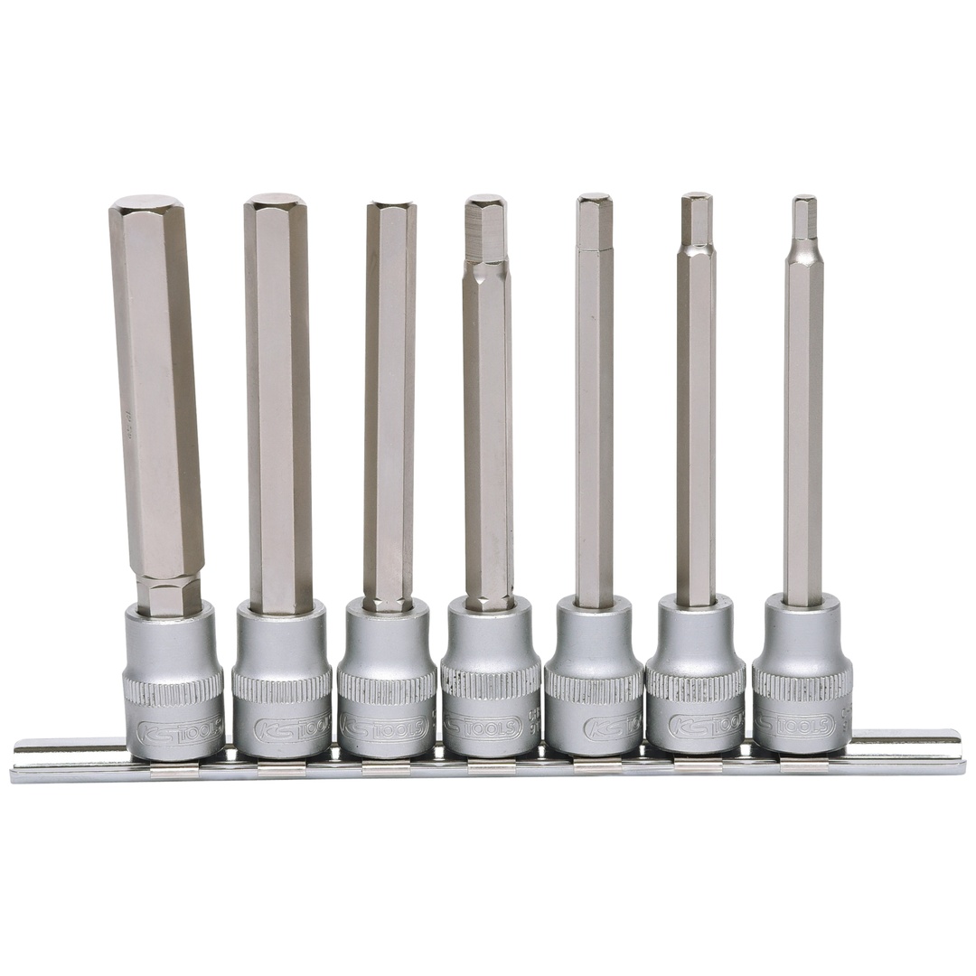 KS Tools 3/8 Bit-Stecknuss-Satz Innensechskant, lang, 7-tlg