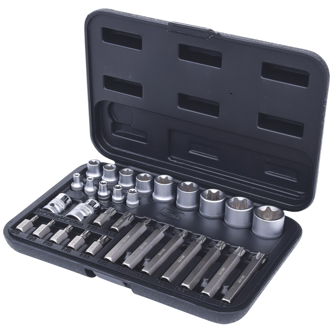 KS Tools TX-Steckschlüssel- und Bit-Satz, 30-tlg Bits mit Bohrung