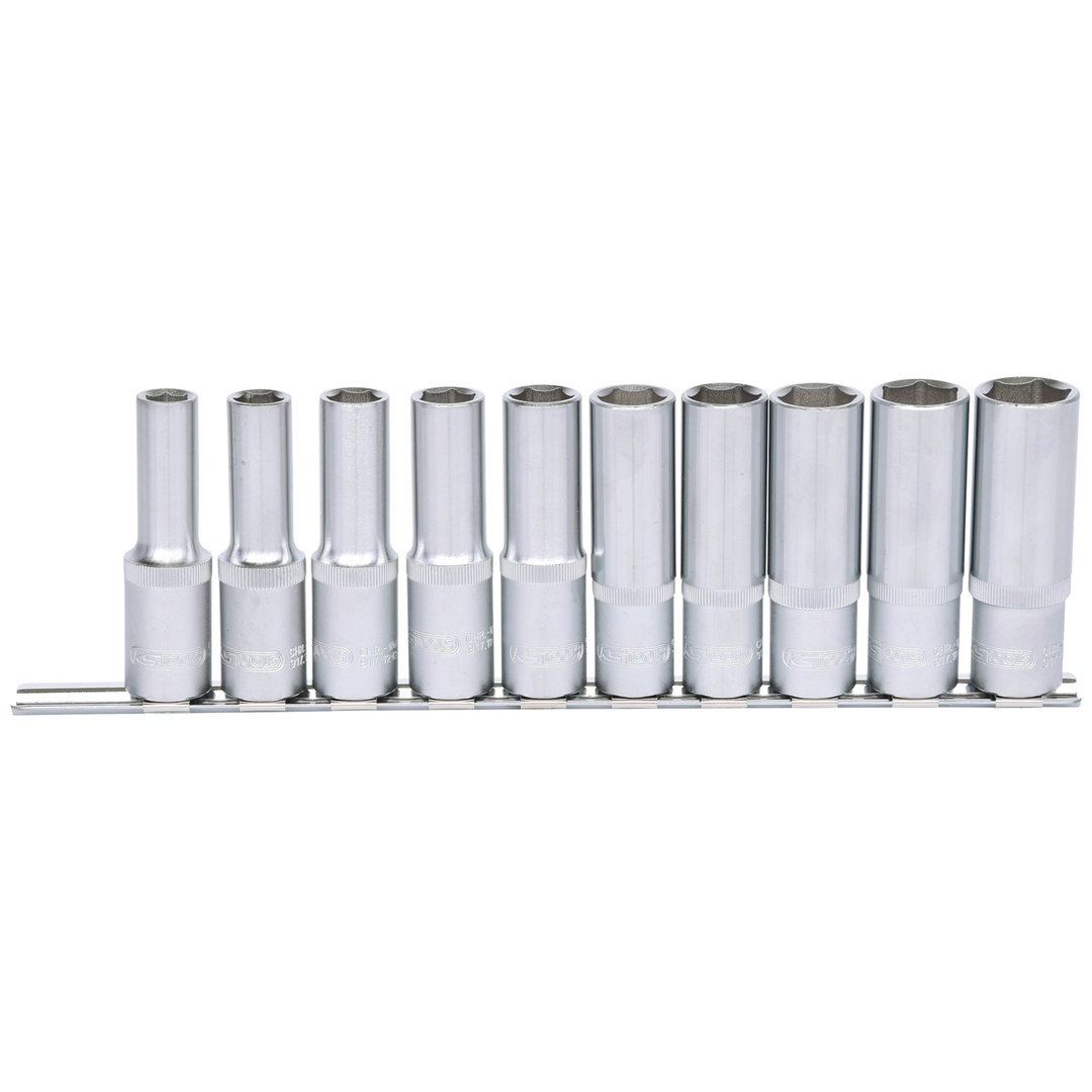 KS Tools 1/2 Sechskant-Stecknuss-Satz, lang, 10-tlg. 10-19 mm
