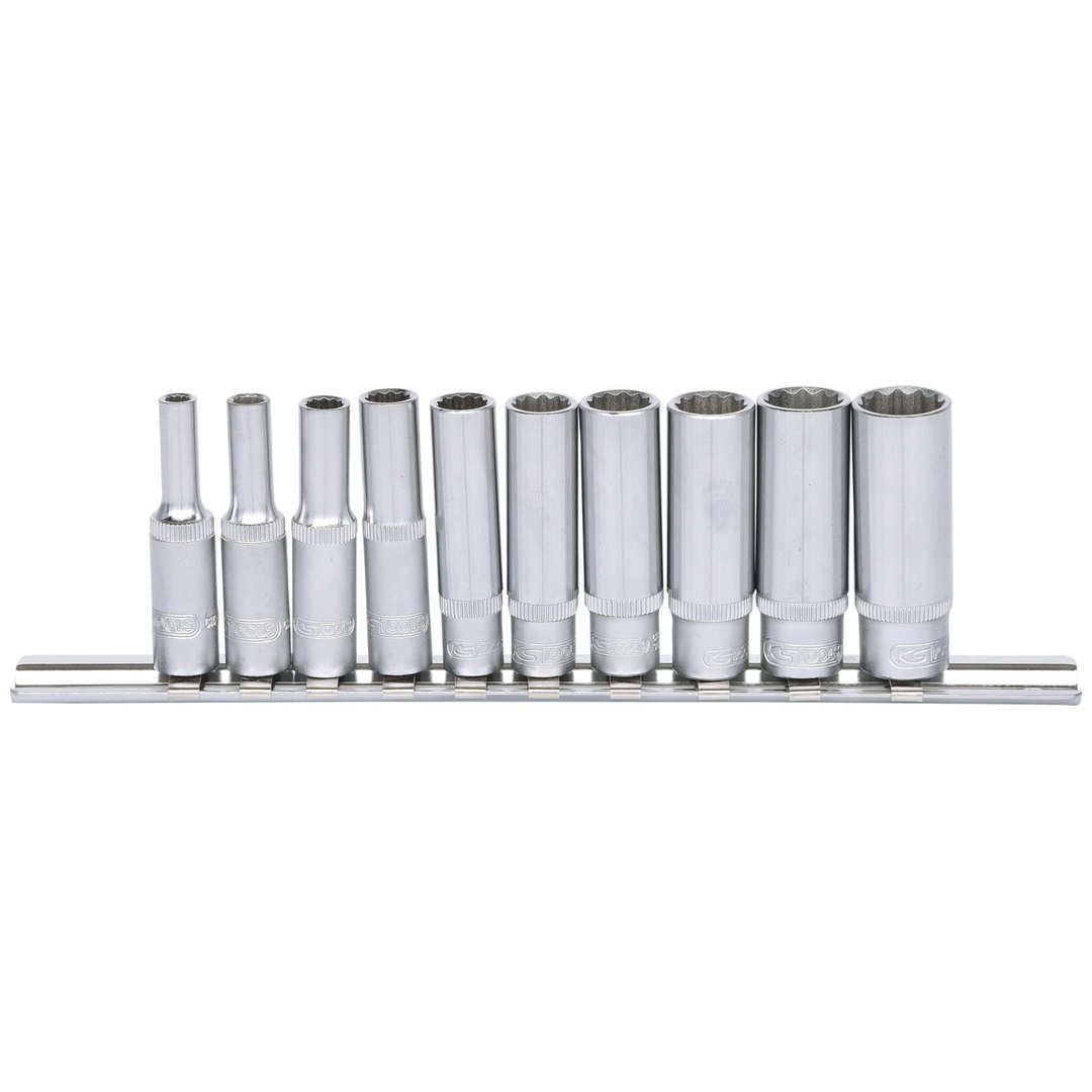 KS Tools 1/4 12-kant-Stecknuss-Satz, lang, 10-tlg
