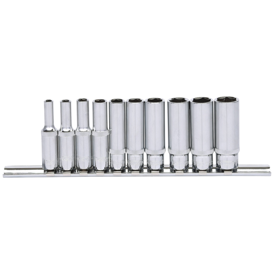 KS Tools 1/4 CHROMEplus Sechskant-Stecknuss-Satz, lang, 10-tlg. 4-13 mm