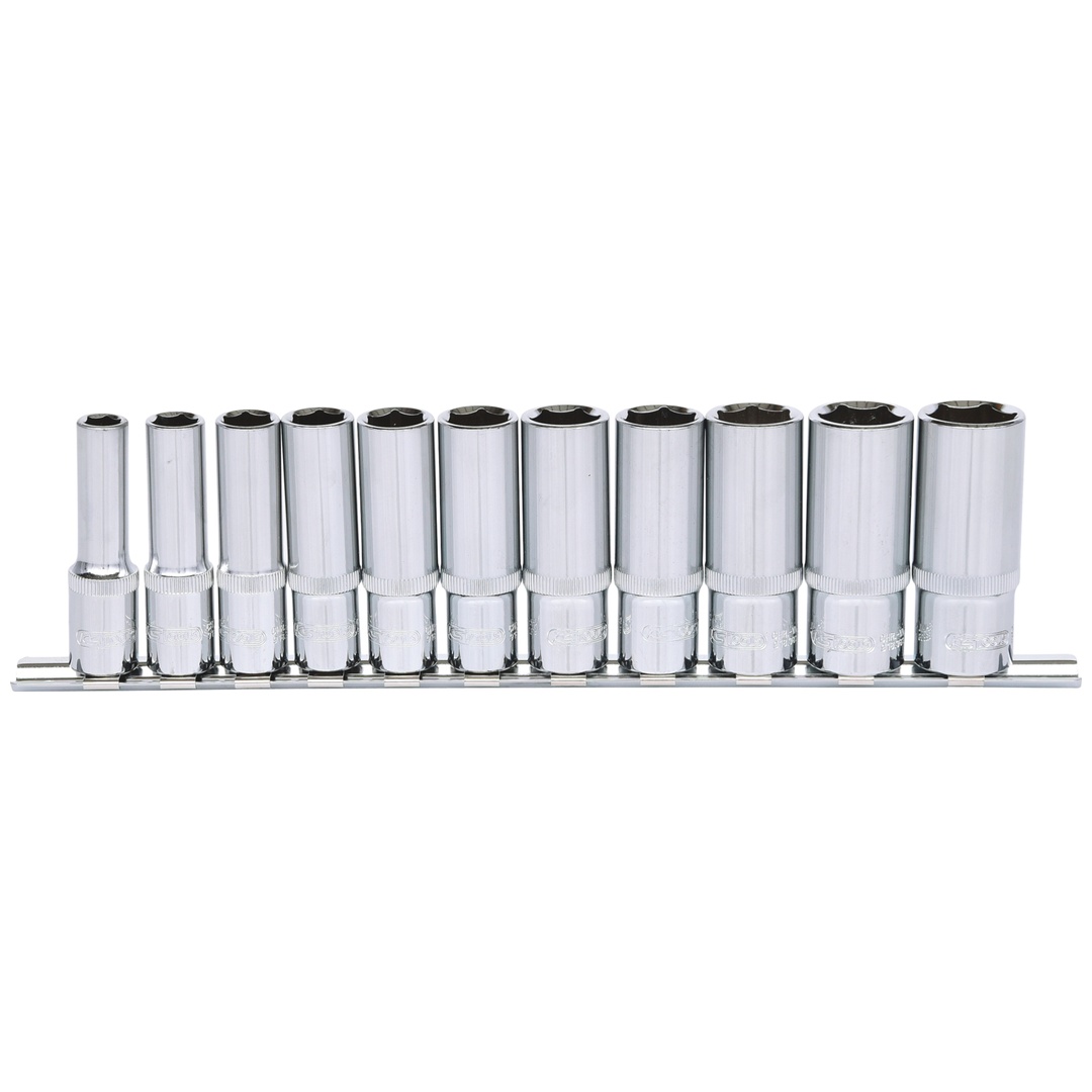 KS Tools 3/8 CHROMEplus Sechskant-Stecknuss-Satz, lang, 11-tlg. 8-19 mm