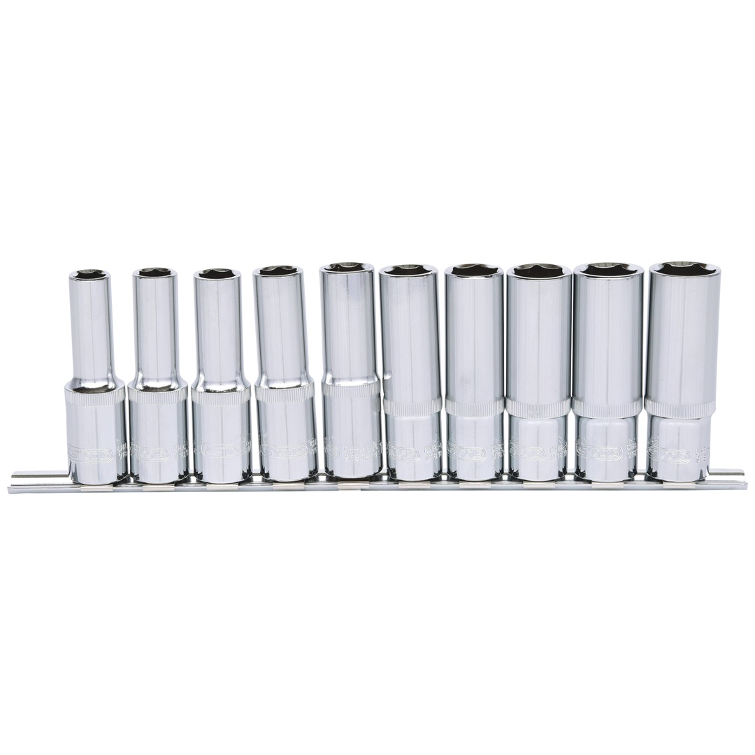KS Tools 1/2 CHROMEplus Sechskant-Stecknuss-Satz, lang, 10-tlg. 10-19 mm