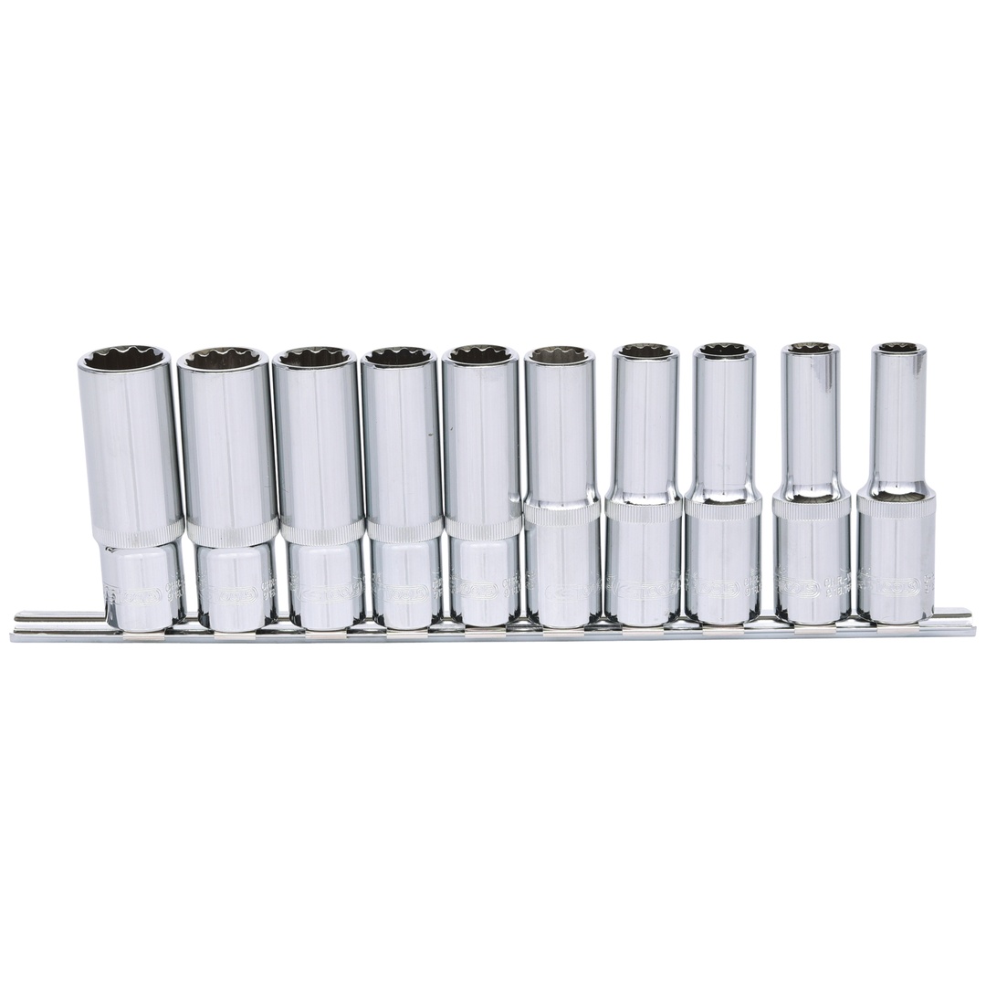 KS Tools 1/2 CHROMEplus 12kant-Stecknuss-Satz, lang, 10-tlg., 10-19 mm