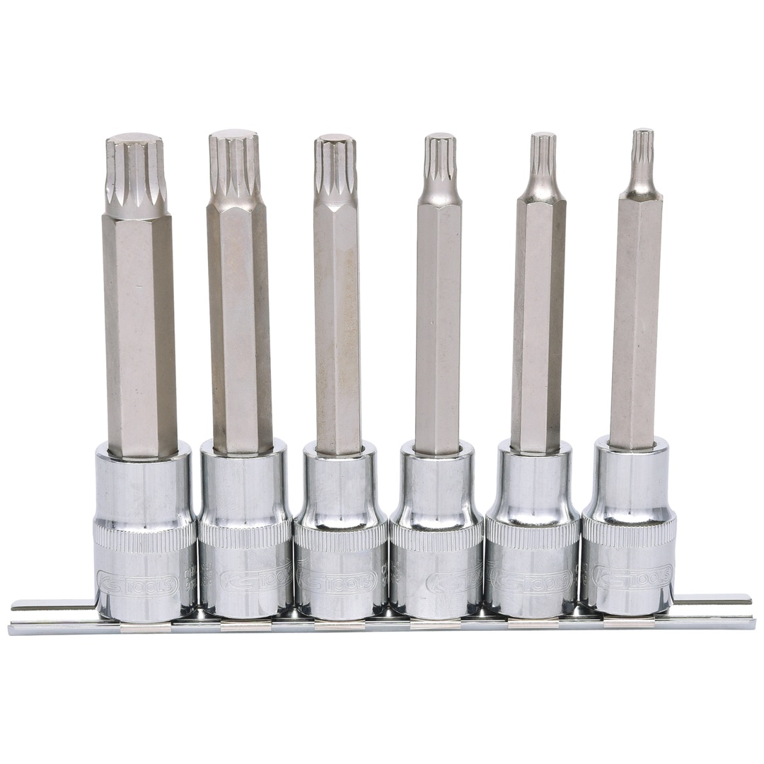 KS Tools 1/2 CHROMEplus Bit-Stecknuss-Satz XZN, lang, 6-tlg M5-M14