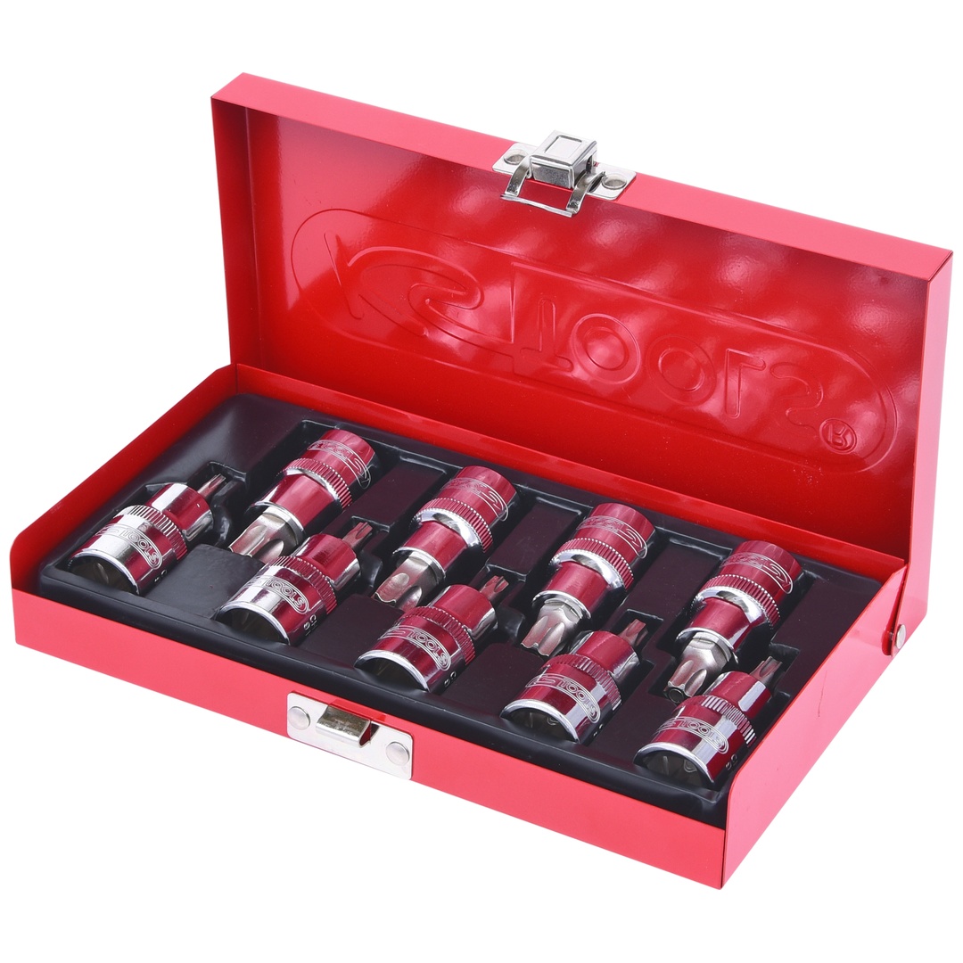 KS Tools 1/2 CHROMEplus Bit-Stecknuss-Satz TX, Bohrung, 9-tlg TB20-TB60