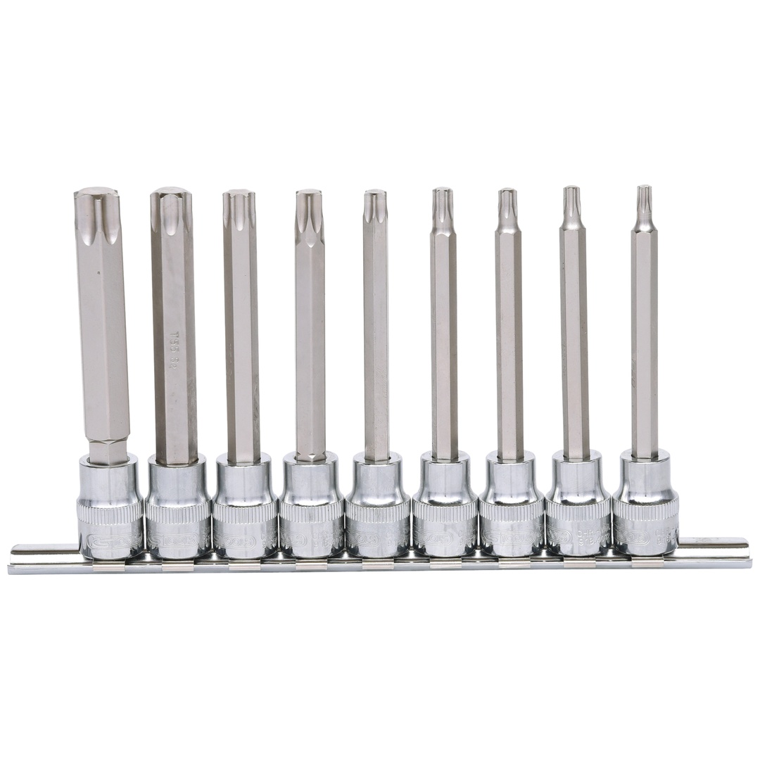 KS Tools 3/8 CHROMEplus Bit-Stecknuss-Satz TX, lang, 9-tlg T20-T60